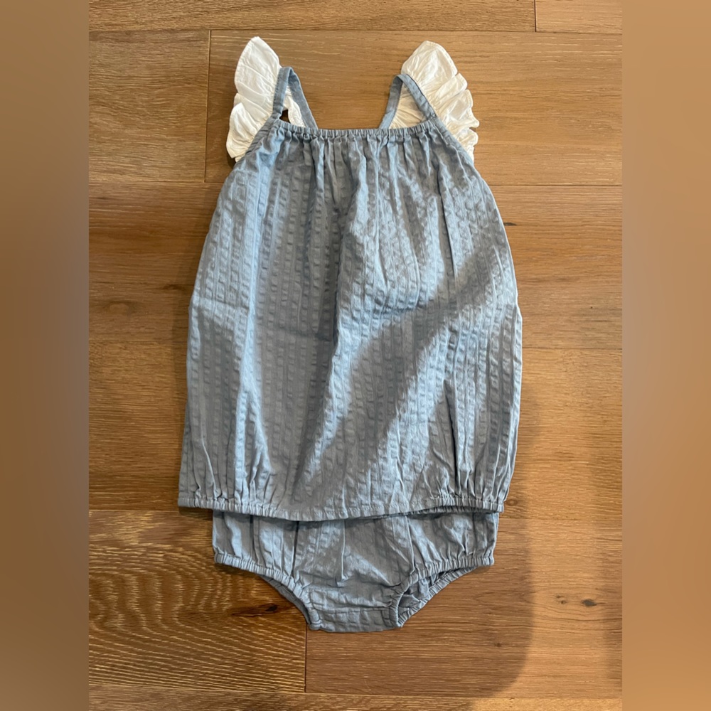 Blue dress with watching bloomers